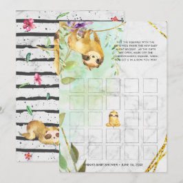 Babydusche Bingo Card | Tropischer Faulth Einladung