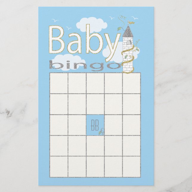 Babydusche BINGO "Glittery Castle" Flyer (Vorne)
