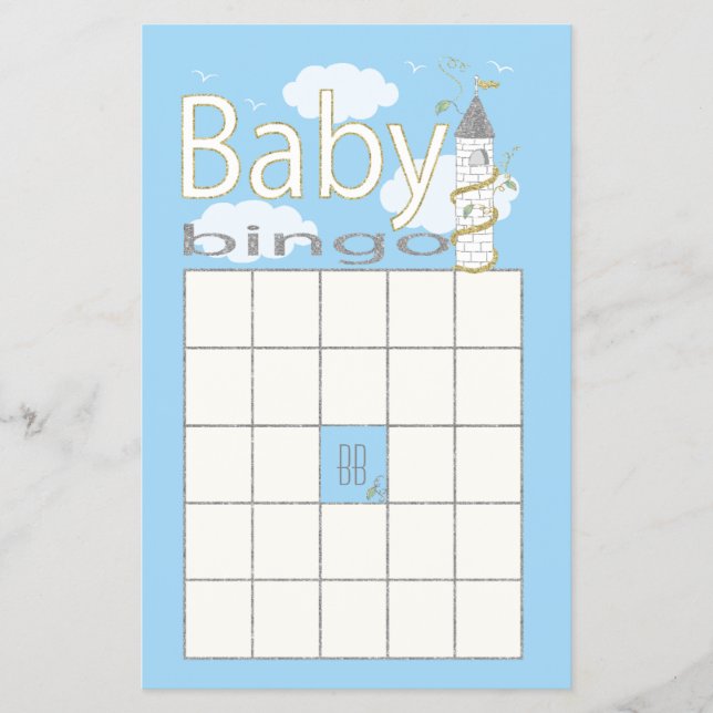 Babydusche BINGO "Glittery Castle" Flyer (Vorne)
