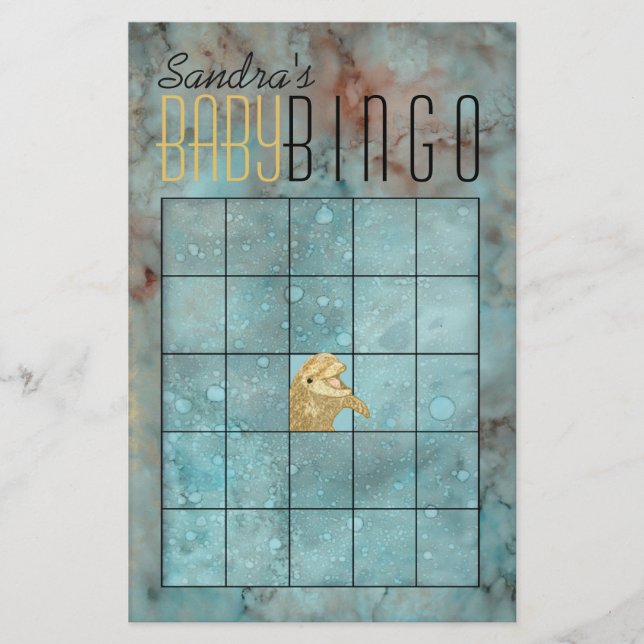 Babydusche BINGO "Gold Baby Dolphin" Flyer (Vorne)