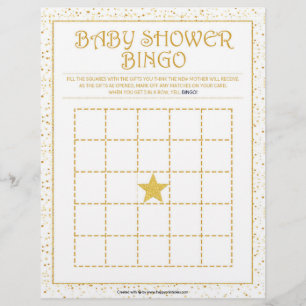 Babydusche Bingo [Golden Glitzern] Briefbogen