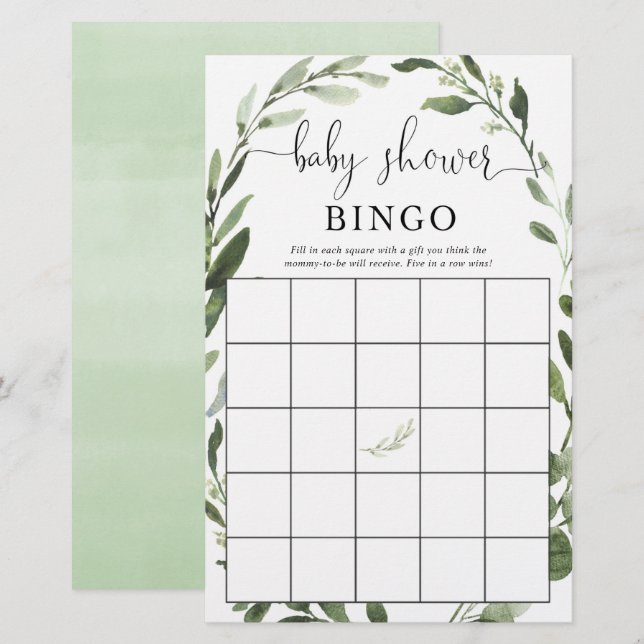 Babydusche Bingo Grünpflanzen Eukalyptus Kranz (Vorne/Hinten)