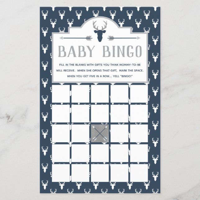 Babydusche Bingo, HirschBaby-Dusche Flyer (Vorne)