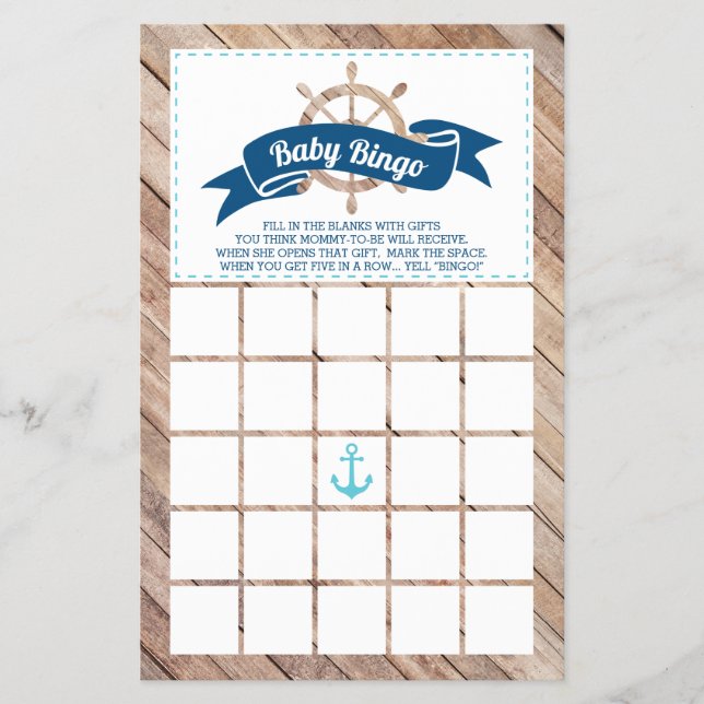Babydusche Bingo, nautisch Flyer (Vorne)