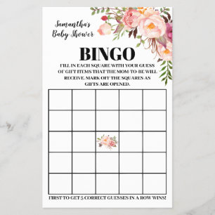 Babydusche Bingo Rosa zweisprachige Spielkarte Flyer