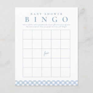 Babydusche-Bingo-Spiel mit niedlichem blauem Gingh