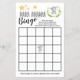 Babydusche Bingo Sweet Elephant Game Card Flyer