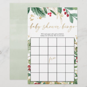 Babydusche Bingo Weihnachtsgrün Gold