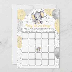 Babydusche Bingo Yellow Elephant Game Einladung