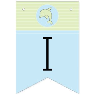 Babydusche Blau/Dolphin, Frack-Banner Wimpelkette