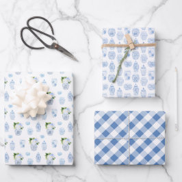 Babydusche, blau und weiß geschenkpapier set