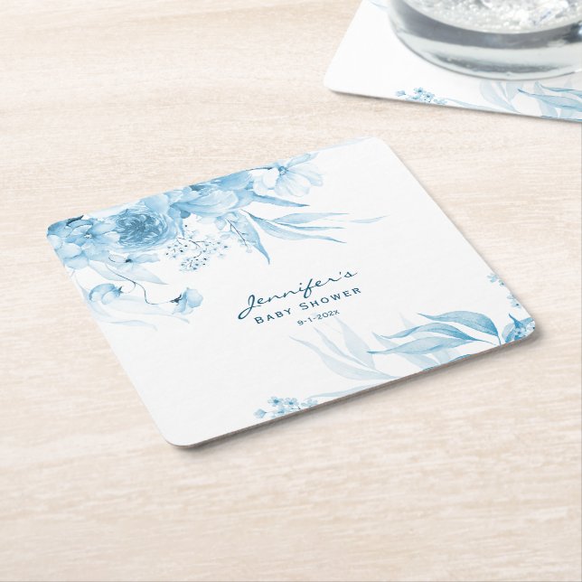 Babydusche, blaue monochrome Stillleben Rechteckiger Pappuntersetzer (angewinkelt)