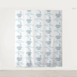 Babydusche Blauer Elefant| Schritt und Wiederholun Wandteppich
