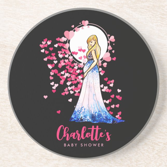 Babydusche Blonde Lady in Maternity Long Dress Getränkeuntersetzer (Vorne)