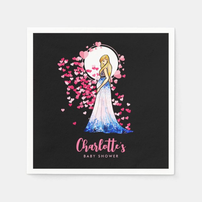 Babydusche Blonde Lady in Maternity Long Dress Serviette (Vorderseite)