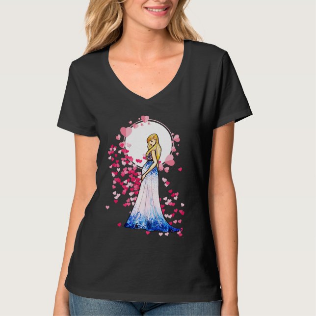 Babydusche Blonde Lady in Maternity Long Dress T-Shirt (Vorderseite)