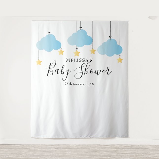 Babydusche Blue Boy Foto Stand Hintergrund Wandteppich (Vorderseite)