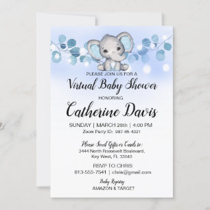 Babydusche BLUE ELEPHANT Themenjunge Einladung