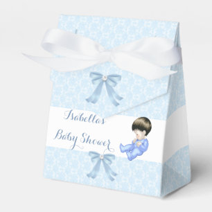 Babydusche Blue Niedlich Baby Damask Gefälligkeit Geschenkschachtel