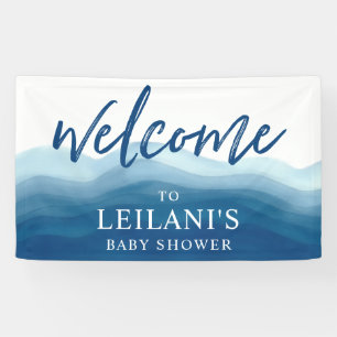 Babydusche Blue Ombre Wasserfarbe Empfang Banner