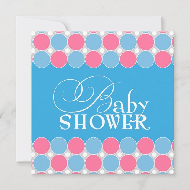 Babydusche Blue Pink Flat Einladung (Vorderseite)