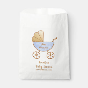 Babydusche Blue Retro Carriage Geschenktütchen