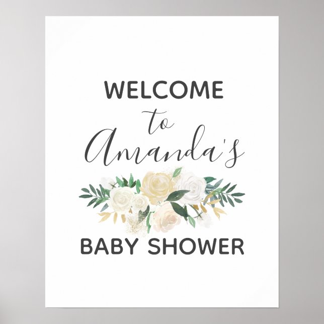 Babydusche Blume Begrüßungszeichen Poster (Vorne)