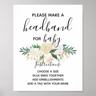 Babydusche Blume Headband Station Aktivität Poster