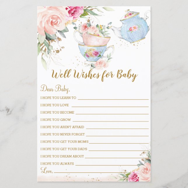 Babydusche Blumenkohl Party Brunnenwünsche für Bab (Vorderseite)