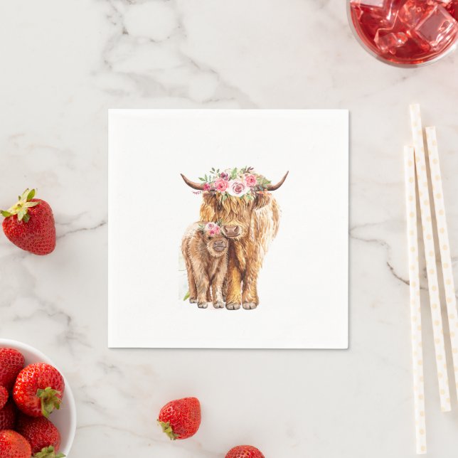 Babydusche Boho Highland Calf Serviette (Beispiel)