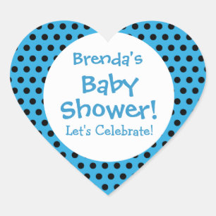 Babydusche BOY Blue Polka Dot Pattern V3B Herz-Aufkleber