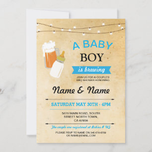 Babydusche Boy Brewing Bier Blauer Rustikale Einla Einladung