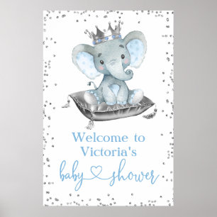 Babydusche "Boy Elephant Prince" Begrüßungszeichen Poster