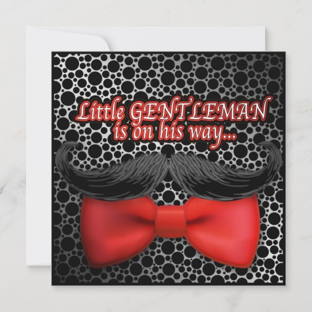 Babydusche Boy Little Gentleman Whiskers Card Einladung (Vorderseite)