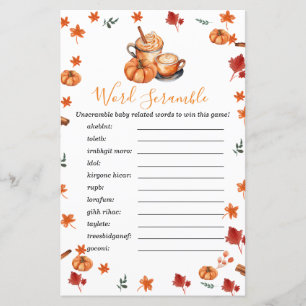 Babydusche Brauen Pumpkin Gewürz Word Scramble