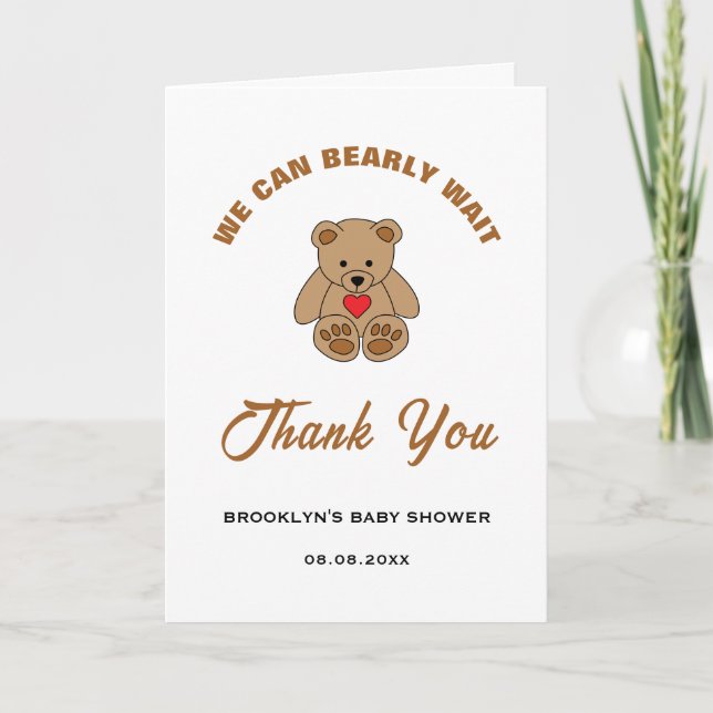 Babydusche Brown Teddy Bär wir können frühzeitig w Dankeskarte (Vorderseite)