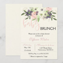 Babydusche Brunch Einladung Blumenrosa Girl