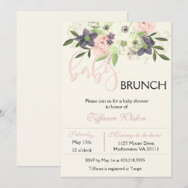 Babydusche Brunch Einladung Blumenrosa Girl