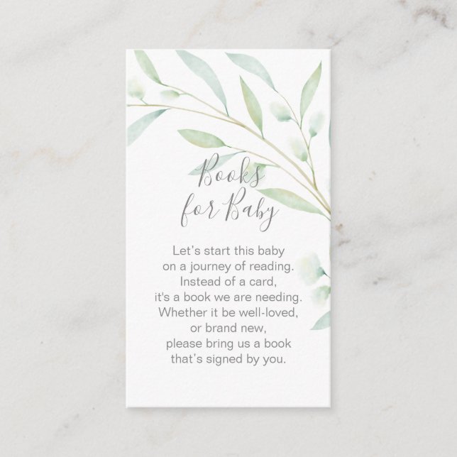 Babydusche Buch Anfrage Grünpflanzen Foliage Begleitkarte (Vorderseite)