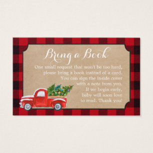 Babydusche Buchanfrage Weihnachtswagen Kariert Red