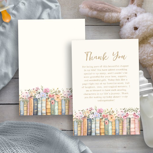 Babydusche buchen Danke Karte (Elegant Floral Book Baby Shower Thank You Card by Painted Paperie
)