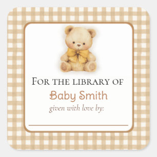 Babydusche Buchzeichen Sticker Plush Teddy Bear