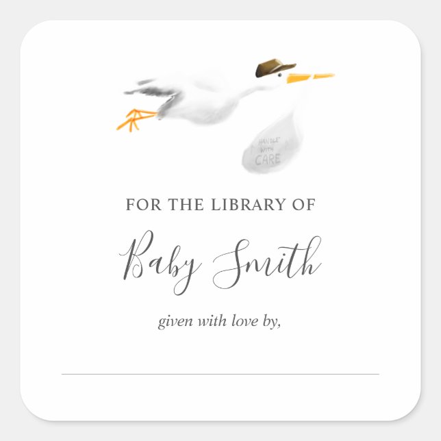 Babydusche Buchzeichen Stork Sticker (Vorderseite)