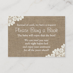 Babydusche Burlap & Lace Bringen Sie eine Buchungs Begleitkarte