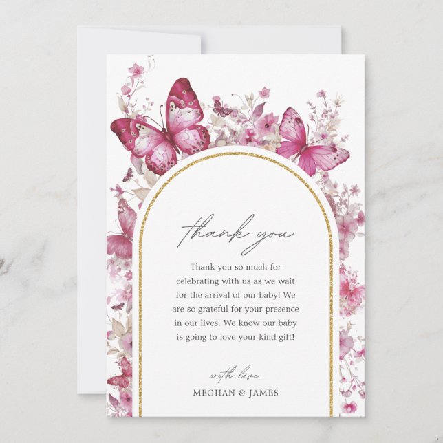 Babydusche Butterfly Danke Karte (Vorderseite)
