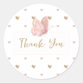 Babydusche Butterfly Danke Runder Aufkleber
