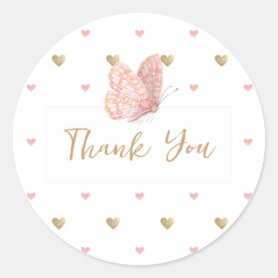 Babydusche Butterfly Danke Runder Aufkleber