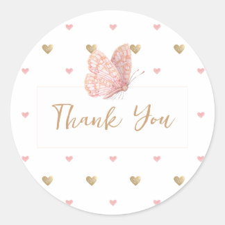 Babydusche Butterfly Danke Runder Aufkleber