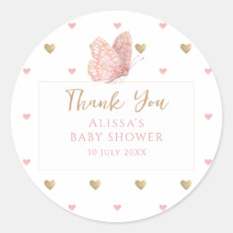 Babydusche Butterfly Danke Runder Aufkleber