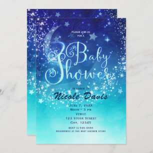Babydusche Celestial Moon Sparkle Sky Einladungen